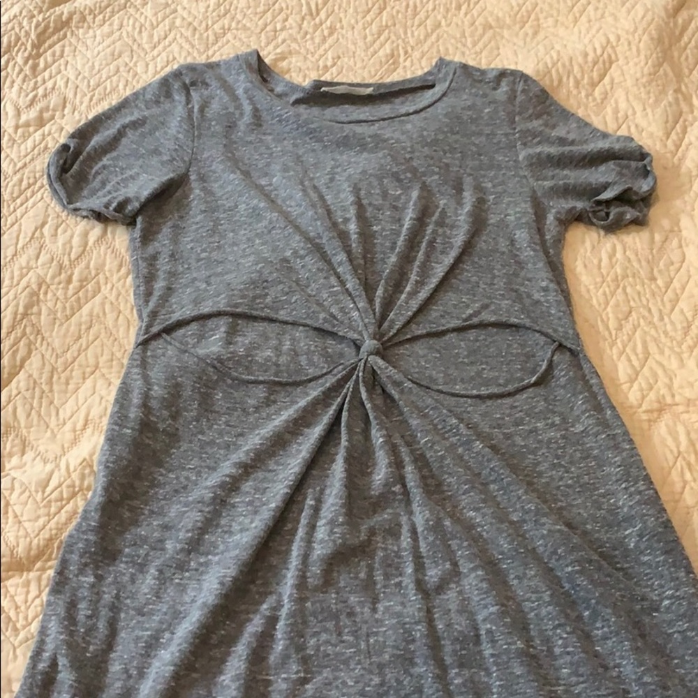 Heather grey t shirt dress with waist cut out